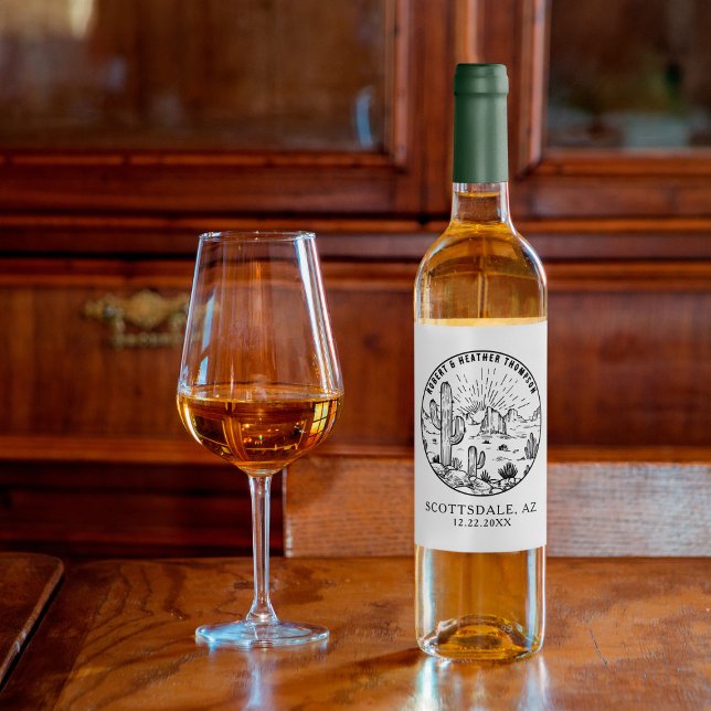 Desert Western Bridal Shower Personalized Wedding Wine Label (Creator Uploaded)