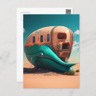 Desert whale house postcard