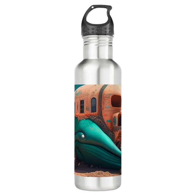Desert whale house stainless steel water bottle (Front)