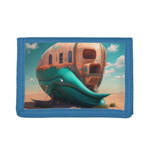 Desert whale house trifold wallet