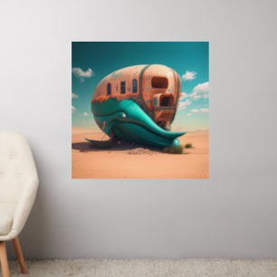 Desert whale house wall decal 