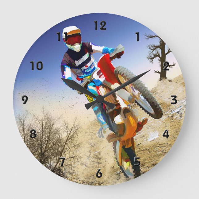 Desert Wheelie Motocross Large Clock (Front)