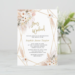 Desert White Roses Gold Hens Bachelorette Weekend  Invitation
