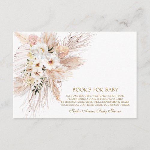 Desert White Roses Pampas Grass Books For Baby  Enclosure Card