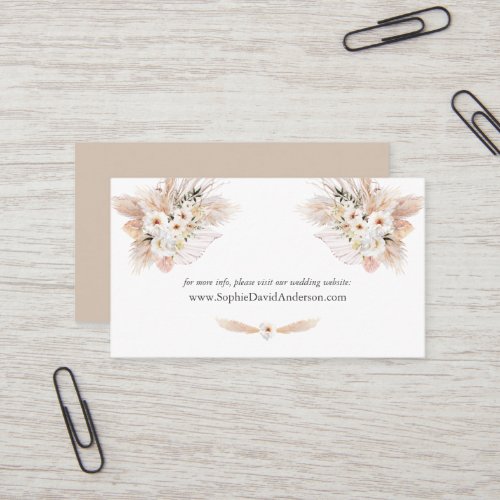 Desert White Roses Pampas Grass Wedding Website   Business Card