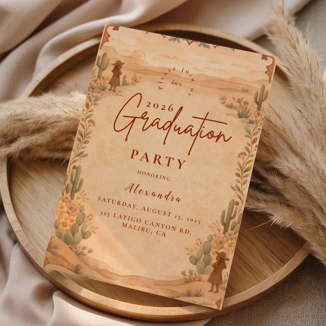Desert Wildflower Western Graduation Invitation (Creator Uploaded)