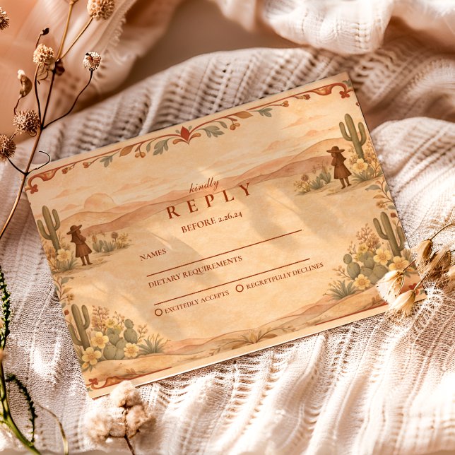 Desert Wildflower Western Graduation RSVP Card (Creator Uploaded)
