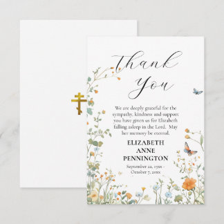 Desert Wildflowers Orthodox Christian Funeral Thank You Card