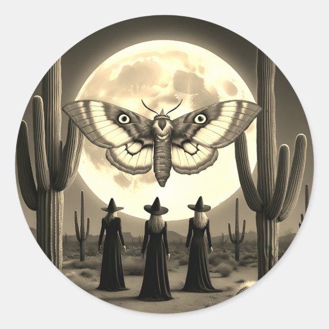 Desert Witches and Lunar Moth - Mystical Sticker (Front)