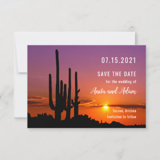 Desert with Cacti Landscape Save the Date Card