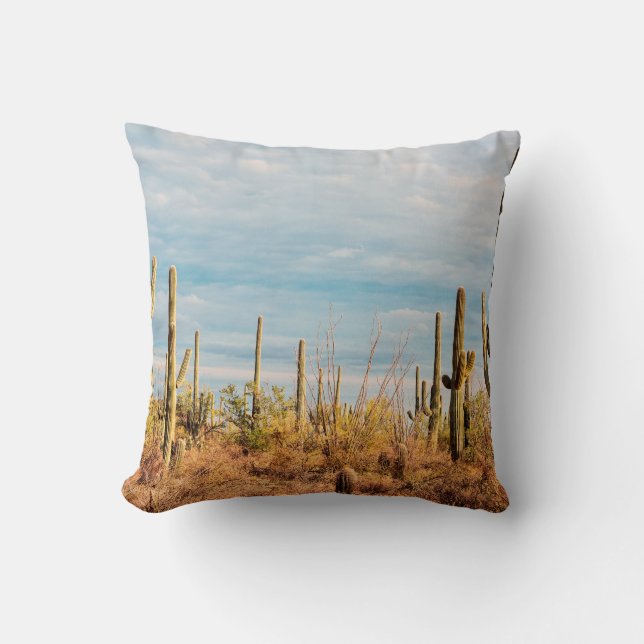 Desert with Saguaro cacti Throw Pillow (Front)