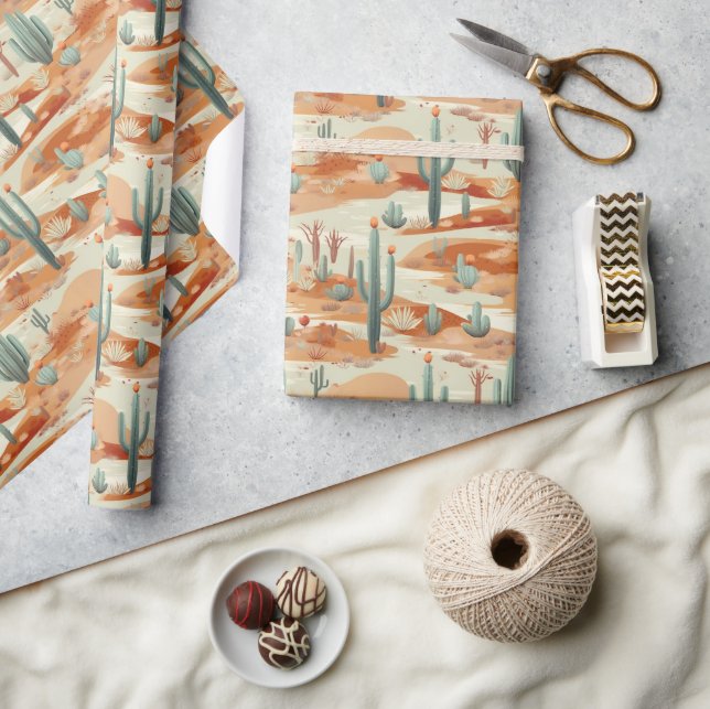 Desert Wrapping Paper, Cactus Gift Wrap (Crafts)