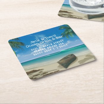 Deserted Beach Ocean View Business Coaster by millhill at Zazzle