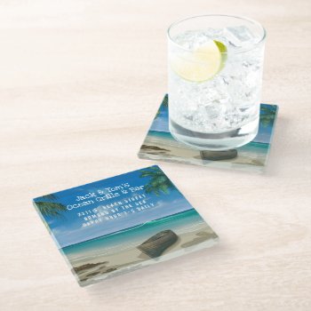 Deserted Beach Ocean View Glass Coaster by millhill at Zazzle