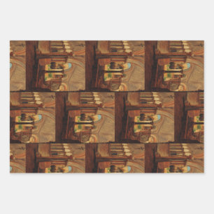 Deserted monastery yard wrapping paper sheets