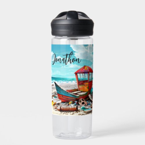 Deserted Old Boat Personalized Water Bottle