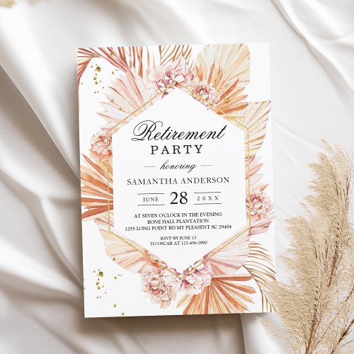 Deserted Terracotta Dried Palm Leaf Orange Frame Invitation