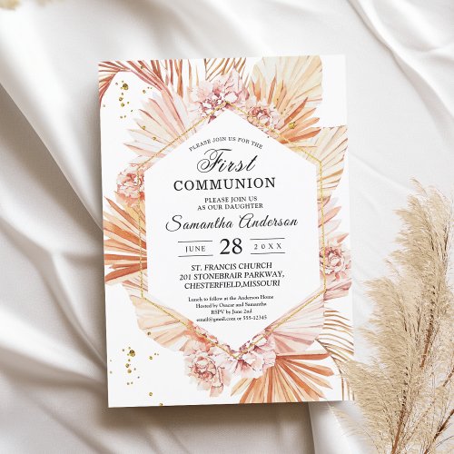 Deserted Terracotta Dried Palm Leaf Orange Frame Invitation