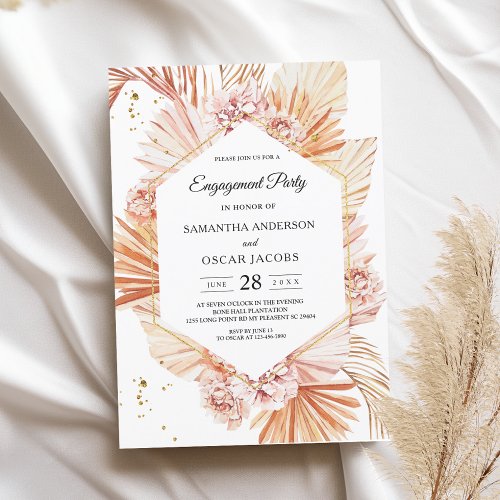 Deserted Terracotta Dried Palm Leaf Orange Frame Invitation