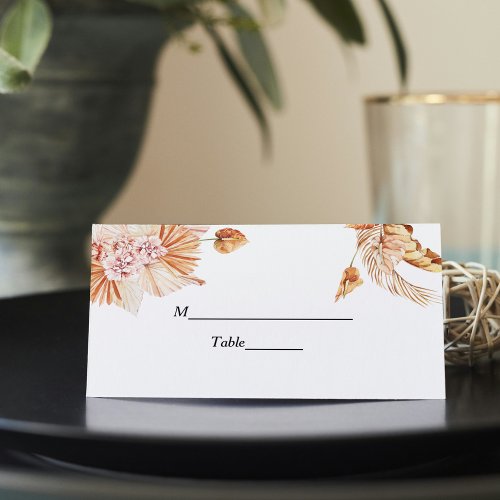 Deserted Terracotta Dried Palm Leaf Orange Frame Place Card