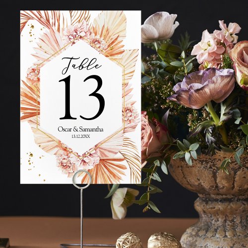 Deserted Terracotta Dried Palm Leaf Orange Frame Table Number