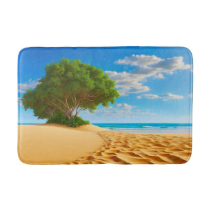 Deserted Tropical Island Sandy Beach Bath Mat