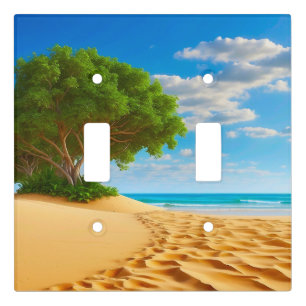 Deserted Tropical Island Sandy Beach Light Switch Cover