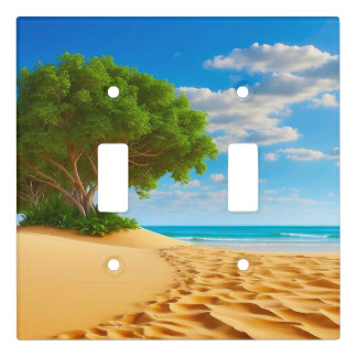 Deserted Tropical Island Sandy Beach Light Switch Cover