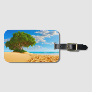 Deserted Tropical Island Sandy Beach Luggage Tag