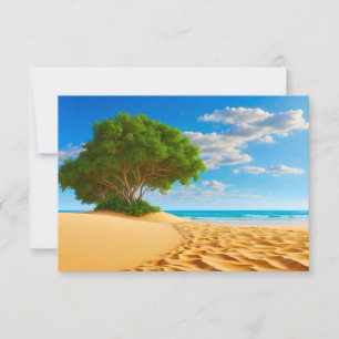 Deserted Tropical Island Sandy Beach  Thank You Card