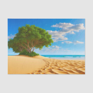 Deserted Tropical Island Sandy Beach Tissue Paper