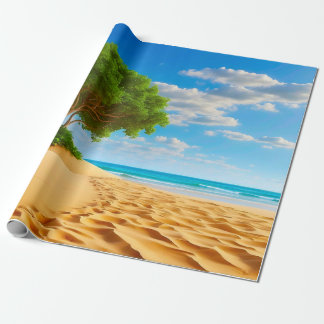 Deserted Tropical Island Sandy Beach Wrapping Paper