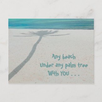 DESERTED WHITE SAND BEACH, SHADOW LONE PALM TREE