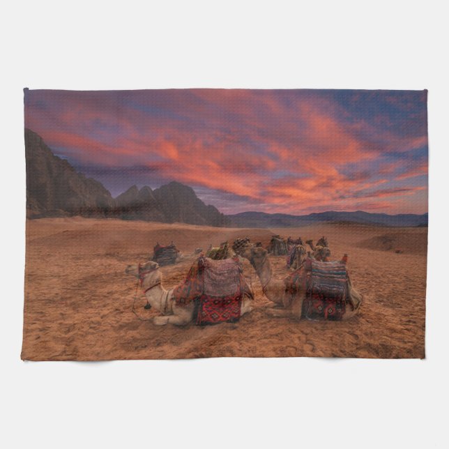Deserts | Camels Sinai Mountains Egypt Kitchen Towel (Horizontal)