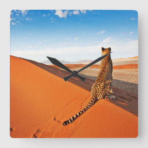 Deserts   Cheetah Savannah Desert Square Wall Clock