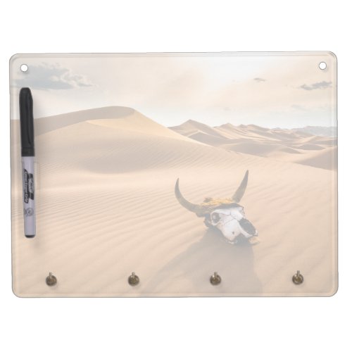 Deserts  Cow Skull Rippled Sand Dunes Dry Erase Board With Keychain Holder