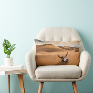 Deserts Cow Skull Rippled Sand Dunes Lumbar Pillow