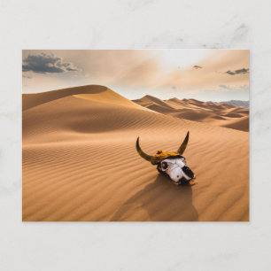 Deserts Cow Skull Rippled Sand Dunes Postcard