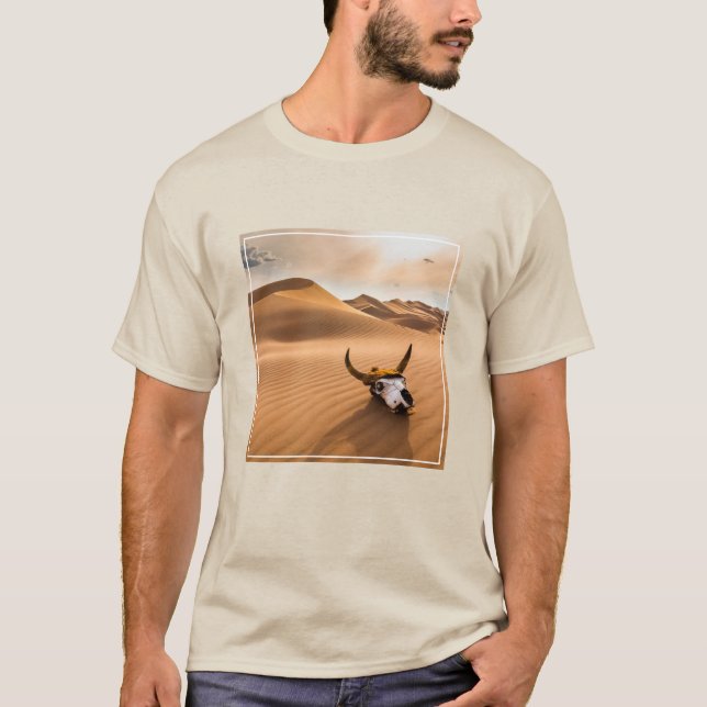 Deserts | Cow Skull Rippled Sand Dunes T-Shirt (Front)