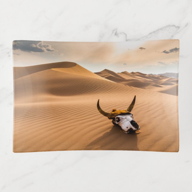 Deserts | Cow Skull Rippled Sand Dunes Trinket Tray (Front)
