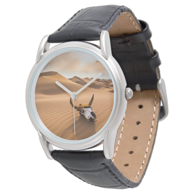 Deserts | Cow Skull Rippled Sand Dunes Watch (Angled)