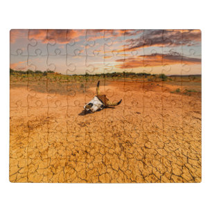 Deserts Desert with Cow Skull Jigsaw Puzzle