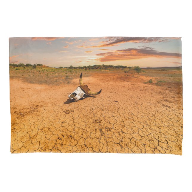 Deserts | Desert with Cow Skull Pillow Case (Front)