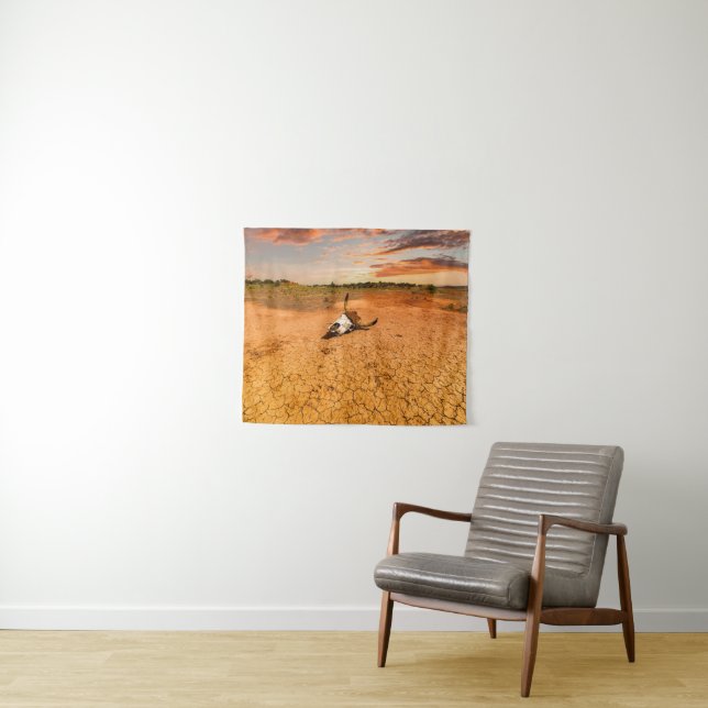 Deserts | Desert with Cow Skull Tapestry (In Situ (Horizontal))