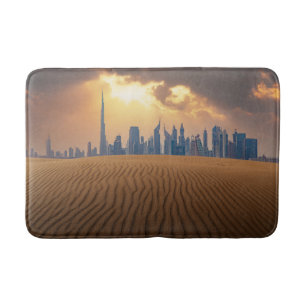 Deserts Dubai's Skyline View from Sand Dune Bath Mat