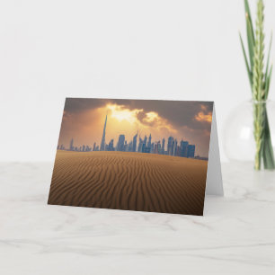 Deserts Dubai's Skyline View from Sand Dune Card