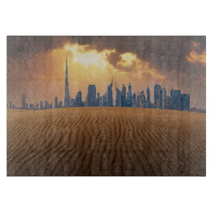 Deserts Dubai's Skyline View from Sand Dune Cutting Board