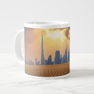 Deserts   Dubai's Skyline View from Sand Dune Giant Coffee Mug