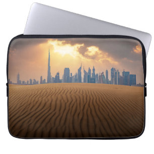 Deserts Dubai's Skyline View from Sand Dune Laptop Sleeve