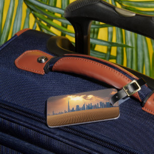 Deserts Dubai's Skyline View from Sand Dune Luggage Tag
